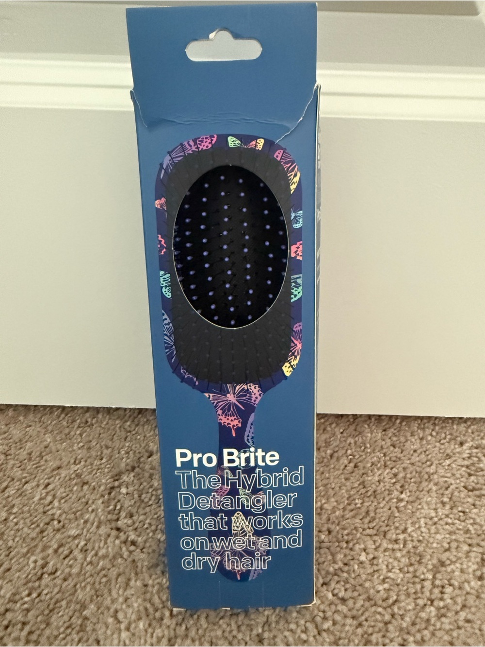 Pro Brite Hybrid Detangler Hair Brush for - Black with Purple Tips